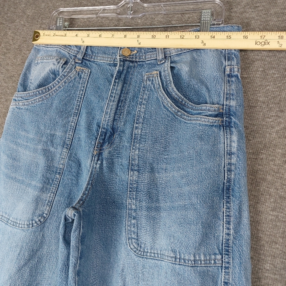 WE THE FREE JEANS WOMENS BLUE PIPER WIDE LEG CROP DENIM CAPRI PANTS SIZE 30 - Picture 2 of 10